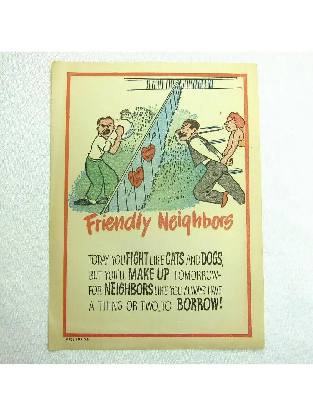 Vintage Vinegar Valentine Friendly Neighbors Penny Dreadful Insult Poem Ephemera